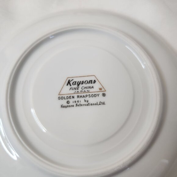 Set Of 6 VTG Kaysons Golden Rhapsody Fine China Teacup Saucers 1961 White & Gold - Picture 5 of 5